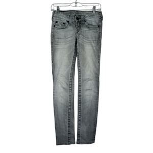True Religion Stella Skinny Low Rise Jeans Gray 25